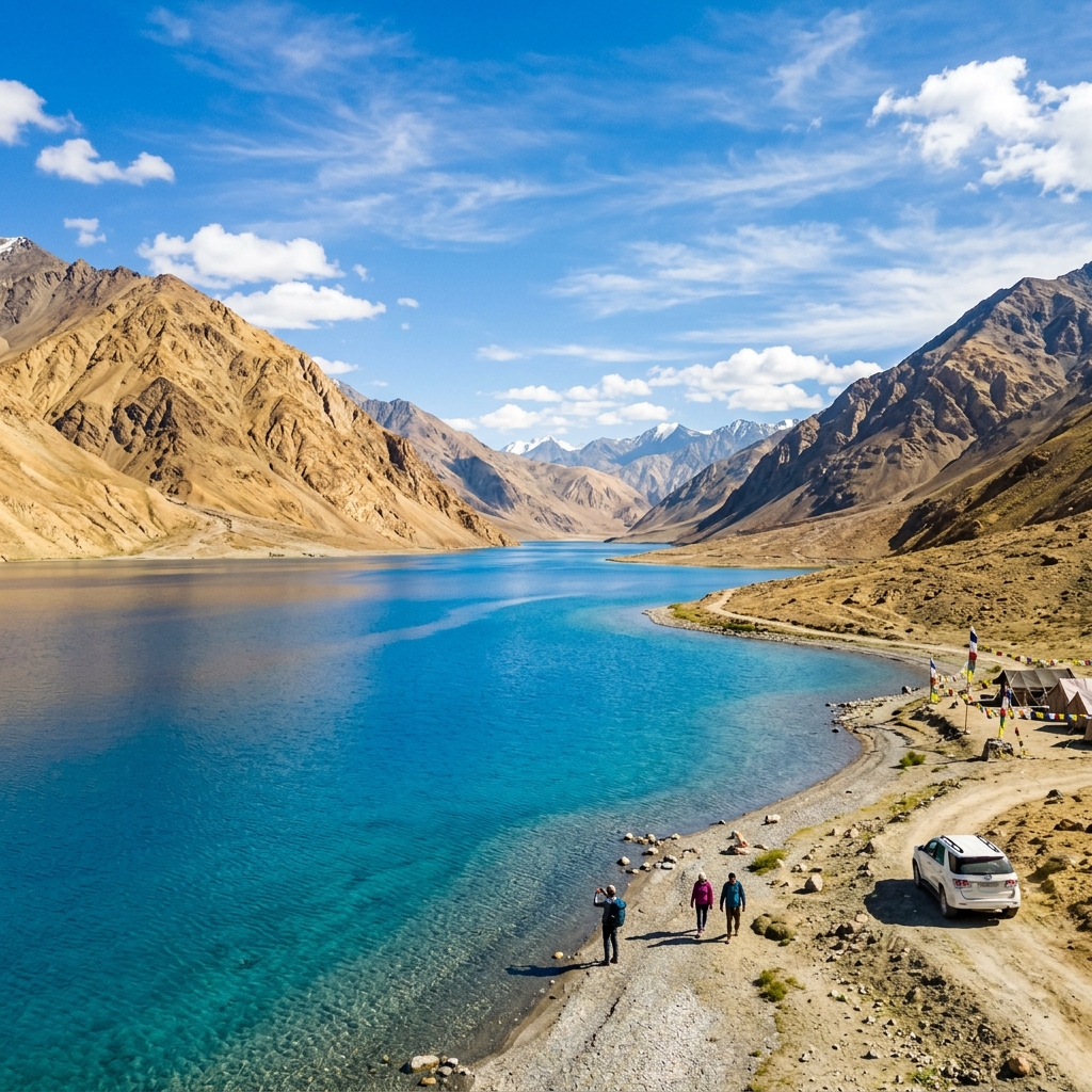 Pangong Tso Blue Lake in Ladakh